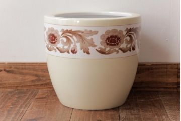アンティーク雑貨　中古　オールドノリタケ(則武・日陶)　月桂樹印　菊牡丹文がレトロな火鉢(鉢カバー、手あぶり)(2)