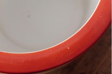 アンティーク雑貨　ノリタケ・則武(日陶)　鶴の図　朱色が目を引く小振りの瀬戸火鉢(手あぶり、鉢カバー)(1)