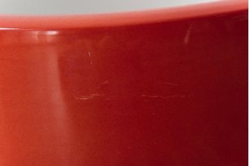 アンティーク雑貨　ノリタケ・則武(日陶)　鶴の図　朱色が目を引く小振りの瀬戸火鉢(手あぶり、鉢カバー)(1)