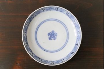 和製アンティーク　江戸期　染付　優しい色合いが親しみ感じる蓋茶碗2客セット(和食器)