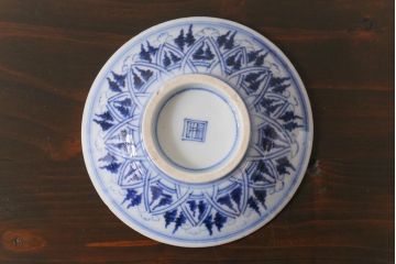 古民具・骨董　幕末明治期　味のある絵柄のアンティーク蓋付茶碗2客セット(和食器)(3)