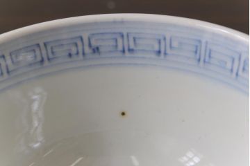 古民具・骨董　幕末明治期　味のある絵柄のアンティーク蓋付茶碗2客セット(和食器)(3)