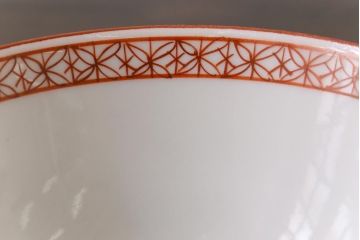 幕末明治期　赤絵染付　味わいある絵柄の蓋茶碗2客セット(和食器)(3)