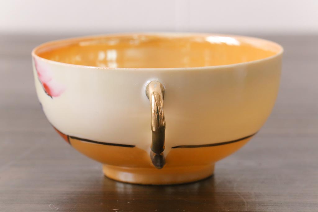 和製アンティーク　大正昭和初期　パールのように輝くカップ&ソーサー2客セット