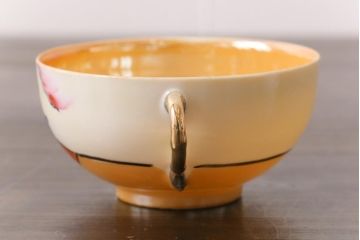 和製アンティーク　大正昭和初期　パールのように輝くカップ&ソーサー2客セット