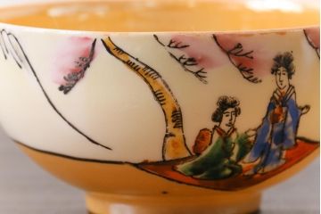 和製アンティーク　大正昭和初期　パールのように輝くカップ&ソーサー2客セット