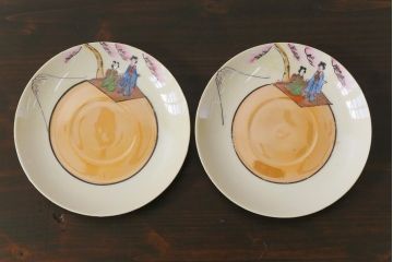 和製アンティーク　大正昭和初期　パールのように輝くカップ&ソーサー2客セット