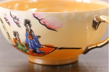 アンティーク雑貨　和製アンティーク　大正昭和初期　パールのように輝くカップ&ソーサー2客セット(2)