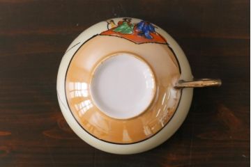 アンティーク雑貨　和製アンティーク　大正昭和初期　パールのように輝くカップ&ソーサー2客セット(2)