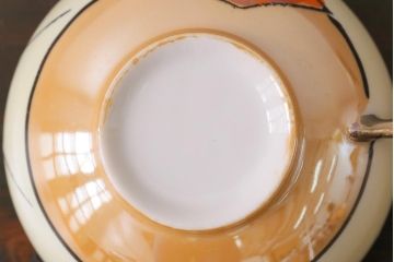 アンティーク雑貨　和製アンティーク　大正昭和初期　パールのように輝くカップ&ソーサー2客セット(2)