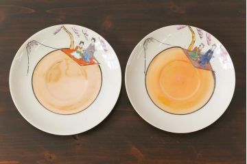 アンティーク雑貨　和製アンティーク　大正昭和初期　パールのように輝くカップ&ソーサー2客セット(2)