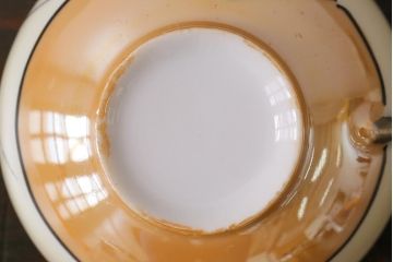 和製アンティーク　大正昭和初期　日本趣味の絵柄が魅力的なカップ&ソーサー2客セット