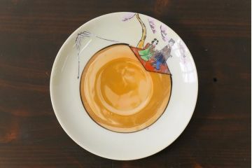 和製アンティーク　大正昭和初期　日本趣味の絵柄が魅力的なカップ&ソーサー2客セット