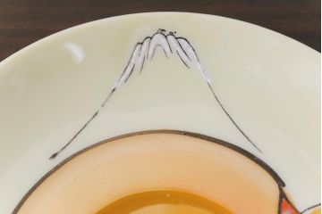 和製アンティーク　大正昭和初期　日本趣味の絵柄が魅力的なカップ&ソーサー2客セット