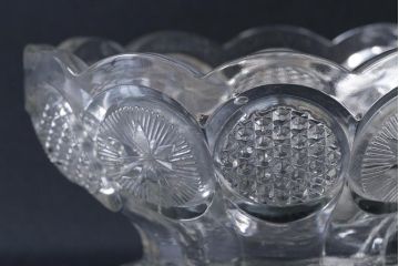 アンティーク雑貨　アメリカビンテージ　レトロな趣きあふれるデザインが魅力のガラス鉢(キャンディーポット、小物入れ)