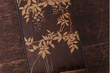 アンティーク雑貨　和製アンティーク　明治大正期　上品な絵柄が趣きある小物収納箱(文箱、木箱)