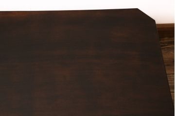 ビンテージ　松本民芸家具　面取りデザインがおしゃれなガラス天板付きセンターテーブル(ローテーブル、座卓)