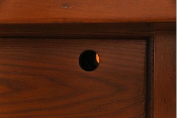 アンティーク雑貨　中古　総ケヤキ材　ガラス天板付き　四尺　杢目が美しい関西火鉢(長火鉢、囲炉裏、テーブル)(2)