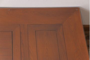 アンティーク雑貨　中古　総ケヤキ材　ガラス天板付き　四尺　杢目が美しい関西火鉢(長火鉢、囲炉裏、テーブル)(2)