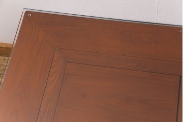 アンティーク雑貨　中古　総ケヤキ材　ガラス天板付き　四尺　杢目が美しい関西火鉢(長火鉢、囲炉裏、テーブル)(2)