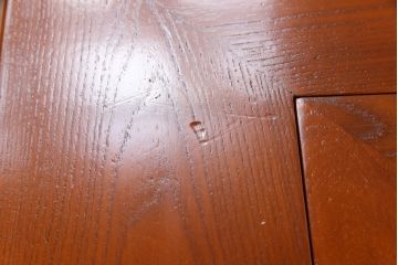 アンティーク雑貨　中古　総ケヤキ材　ガラス天板付き　四尺　杢目が美しい関西火鉢(長火鉢、囲炉裏、テーブル)(2)