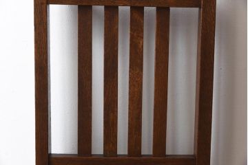 アンティーク家具　昭和初期　ナラ材　直線のデザインがすっきりとした印象のチェア(椅子、ダイニングチェア)