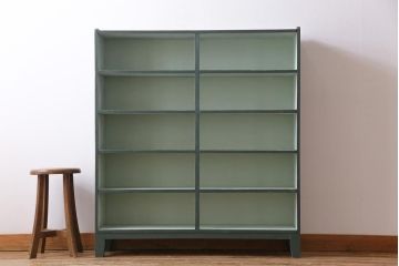 ペイント家具　5段　個性的なバイカラーがおしゃれな薄型オープンラック(飾り棚、収納棚)