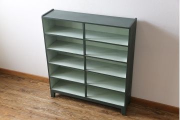 ペイント家具　5段　個性的なバイカラーがおしゃれな薄型オープンラック(飾り棚、収納棚)