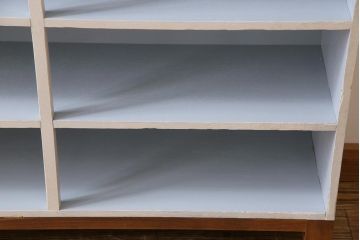 ペイント家具　5段　爽やかなバイカラーの薄型オープンラック(飾り棚、収納棚)