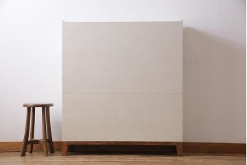 ペイント家具　5段　爽やかなバイカラーの薄型オープンラック(飾り棚、収納棚)