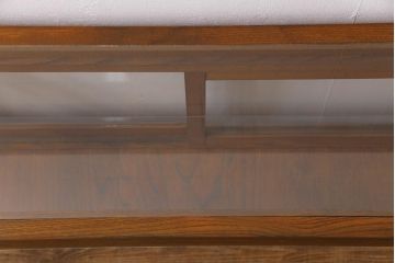 レトロ家具　昭和レトロ　引き出し付き　木の温もり溢れる薄型のガラスケース(飾り棚、陳列棚)
