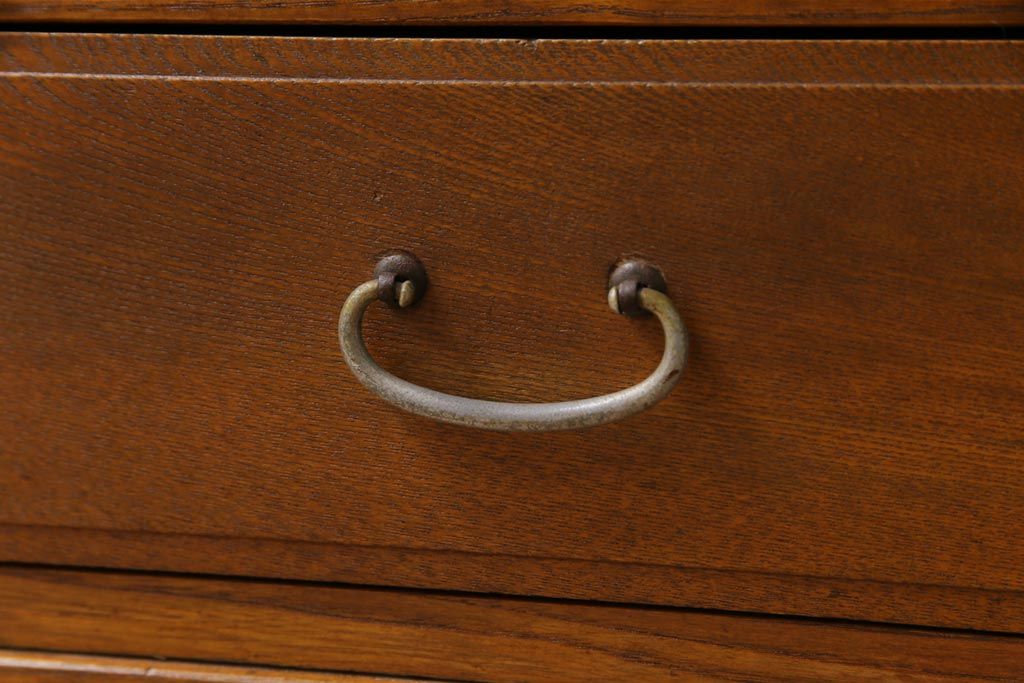 レトロ家具　昭和レトロ　引き出し付き　木の温もり溢れる薄型のガラスケース(飾り棚、陳列棚)