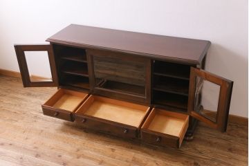 中古　松本民芸家具　C-�U型　スタイリッシュなサイドボード(リビングボード、キャビネット)(定価約60万5千円)