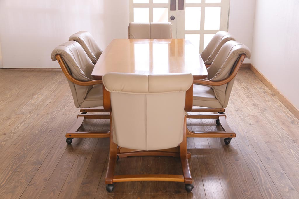 Sale ヴィンテージ 富士ファニチャー　キャスター革張りアームチェア Sale ヴィンテージ 富士ファニチャー キャスター革張りアーム