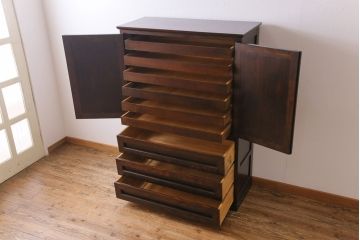 ビンテージ　松本民芸家具　#311型　衣装盆付き!　すっきりとした印象の和タンス(衣装箪笥、チェスト、高山デザイン、着物箪笥)(1)