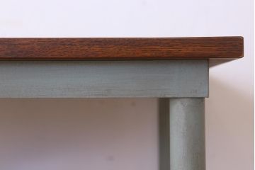 ラフジュ工房オリジナル アンティークペイントが魅力的な6脚格納スツール付きテーブル(ダイニングテーブル、作業台)(1)