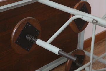 ラフジュ工房オリジナル アンティークペイントが魅力的な6脚格納スツール付きテーブル(ダイニングテーブル、作業台)(1)