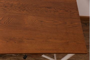 ラフジュ工房オリジナル アンティークペイントが魅力的な6脚格納スツール付きテーブル(ダイニングテーブル、作業台)(2)