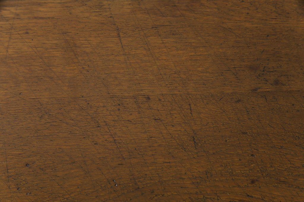 レトロ家具　昭和レトロ　大振り　古いナラ材の風合いが味のある片袖机(ワークデスク、在宅ワーク、在宅用、作業台)