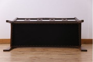 アンティーク家具　大正ロマン　ナラ材　直線的なデザインがモダンな印象の小振りな2人掛けソファ(ソファベンチ、長椅子)