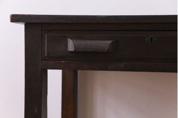 レトロ家具　昭和レトロ　ナラ材　無骨な雰囲気が漂う薄型のワークデスク(片袖机、在宅ワーク、在宅用作業台)