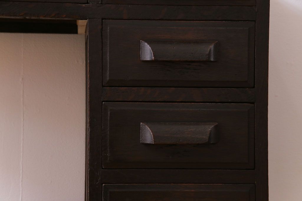 レトロ家具　昭和レトロ　ナラ材　無骨な雰囲気が漂う薄型のワークデスク(片袖机、在宅ワーク、在宅用作業台)