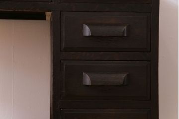 レトロ家具　昭和レトロ　ナラ材　無骨な雰囲気が漂う薄型のワークデスク(片袖机、在宅ワーク、在宅用作業台)