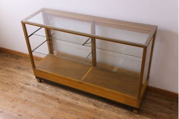 レトロ家具　昭和レトロ　ナラ材　懐かしさを感じる木味が魅力のガラスケース(ショーケース、飾り棚、陳列棚)