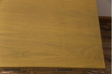 レトロ家具　昭和中期　ナラ材　昭和レトロな雰囲気が魅力の片袖机(作業台、ワークデスク、在宅ワーク、在宅用)