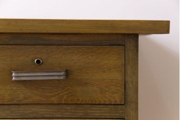 レトロ家具　昭和中期　ナラ材　昭和レトロな雰囲気が魅力の片袖机(作業台、ワークデスク、在宅ワーク、在宅用)