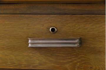 レトロ家具　昭和中期　ナラ材　昭和レトロな雰囲気が魅力の片袖机(作業台、ワークデスク、在宅ワーク、在宅用)