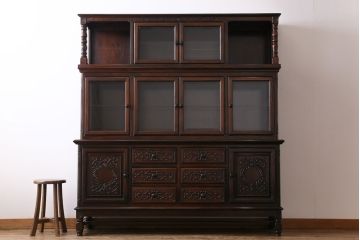 中古美品　カリン材　高級品　上品な雰囲気漂う飾り棚(収納棚、花梨材)(定価約120万円)(R-031832)