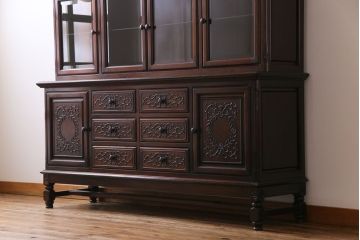 中古美品　カリン材　高級品　上品な雰囲気漂う飾り棚(収納棚、花梨材)(定価約120万円)(R-031832)