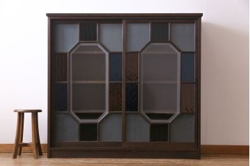 ラフジュ工房オリジナル　アンティーク建具を利用した大正ロマン香る収納棚(キャビネット、戸棚)(1)